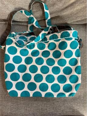Thirty One Retro Metro In Teal Mod Dot Tote Purse Shoulder Bag